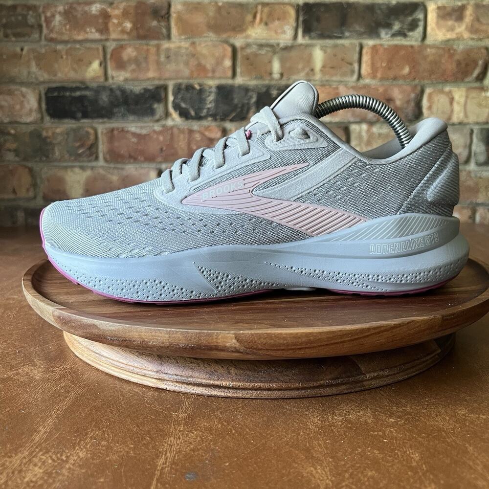 Brooks Adrenaline GTS 24 Supportive Womens 10 W Gray Pink Running Shoes Sneakers